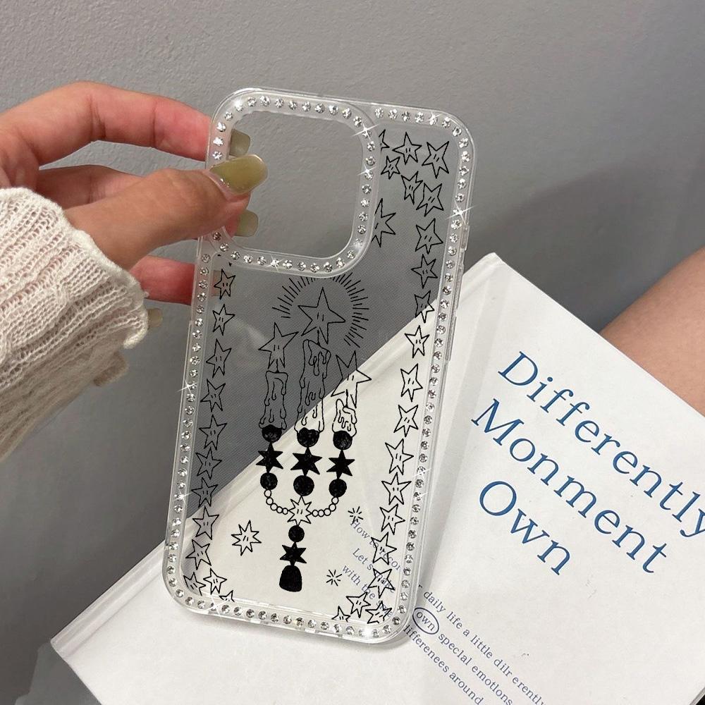 Armbandkette Handyhülle Für iPhone 17 16 15 13 14 für 17Air 17 12 14 16 Pro 17 14 16 Pro Max Funkelnder Diamant Niedliches Muster Hartschale Mit Trageband