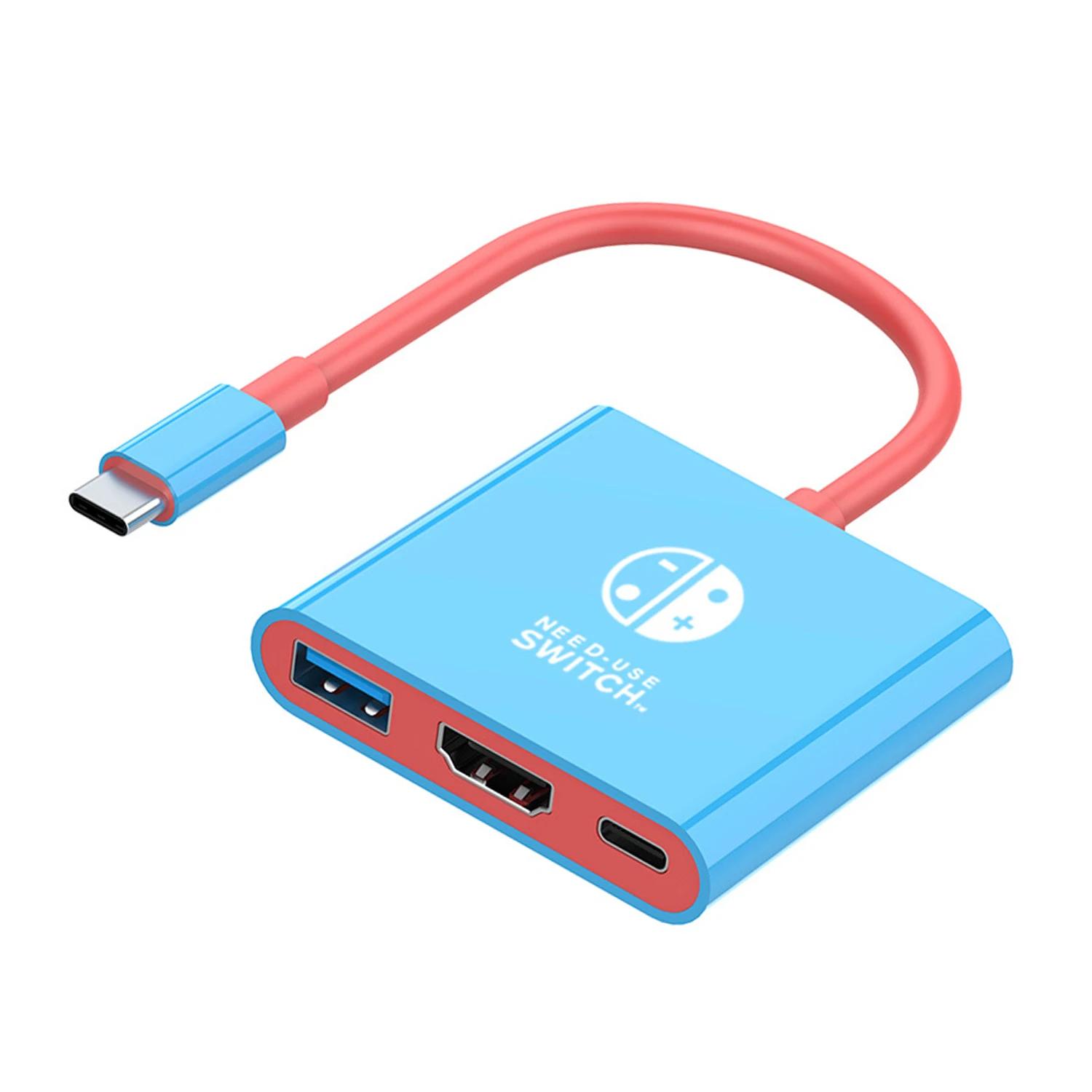 

Портативная док-станция-адаптер 3-в-1 TUTI с HDMI, USB 3.0 и портом для зарядки для консоли Switch, телевизора и игровых устройств