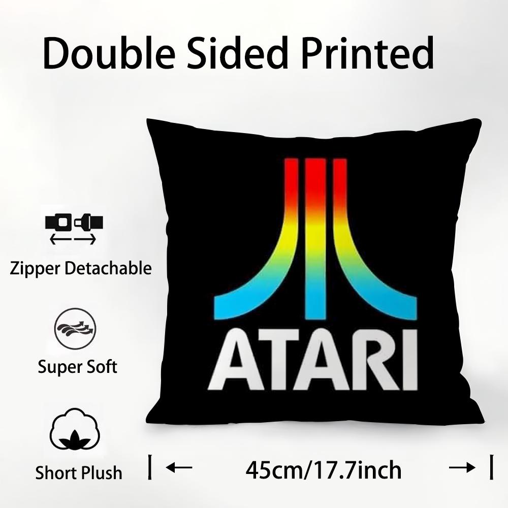 A-AtariS Game Logo Pillow Case Plush Fabric Soft Double Sided Print Sofa Cushion Cover Throw Pillow Covers