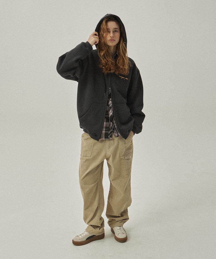 MAGOODGAN Chino 4306 Corduroy Double-Pleat Balloon Fit Black Pants