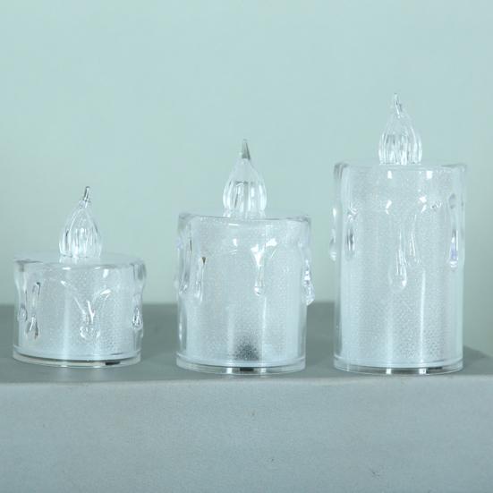 3 Stück Kristall-Kerzenlichter, elektronische flammenlose LED-Licht-Tischlampe für Hochzeitsfeier, Heimdekoration