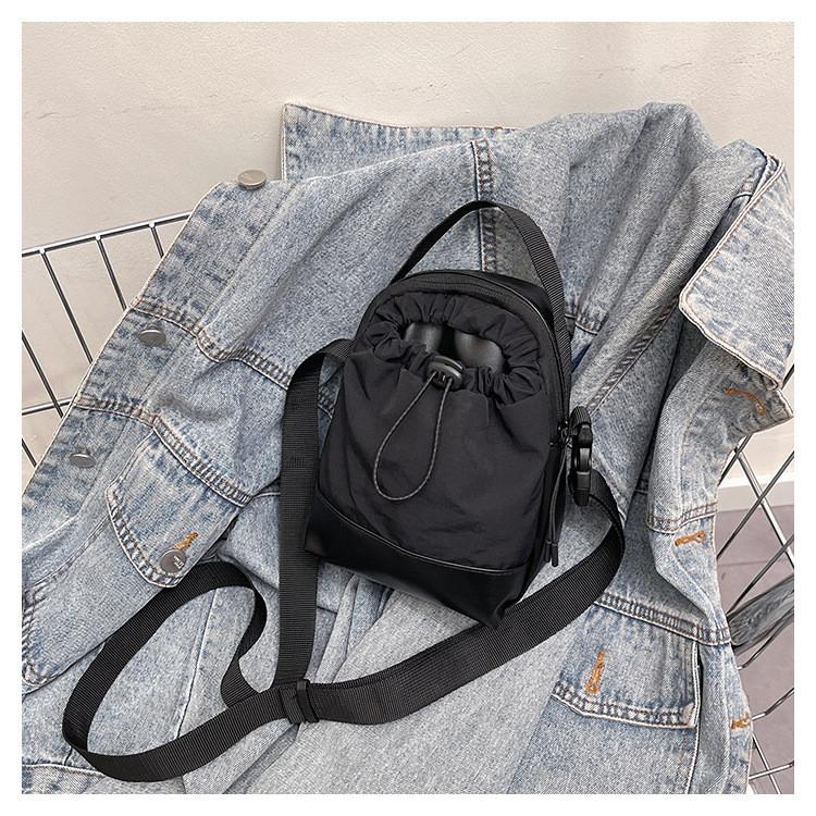 Shoulder Single Drawstring Crossbody Bag Small Square Handbag Outdoor Travel