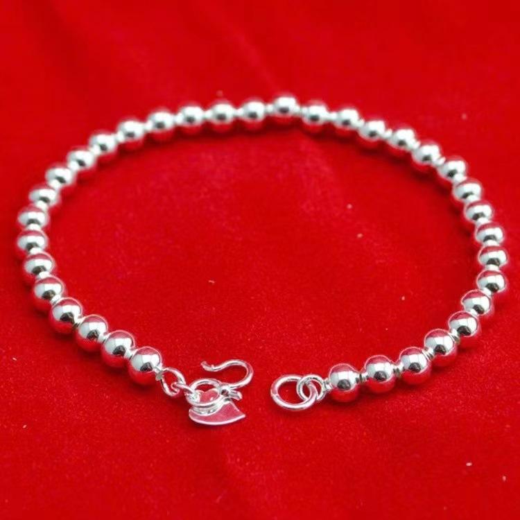 Fashion 925  Silver Bracelets For Women Vintage Designer Round Beads Adjustable Chain Bracelet Party Wedding Jewelry