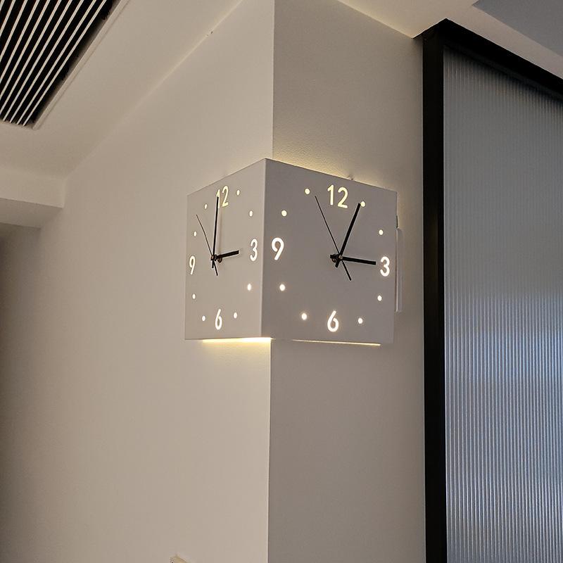 Creative Corner Double-Sided Wall Clock Silent Living Room Decorative Clock Dual Face Clock Universal