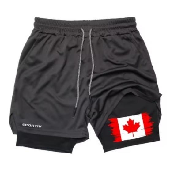 Canada Flag Camouflage Muay Thai Kick Boxing Shorts Men Women Unisex Casual Double Layer Quick Dry Breathable Training Sport Gym Fitness Workout