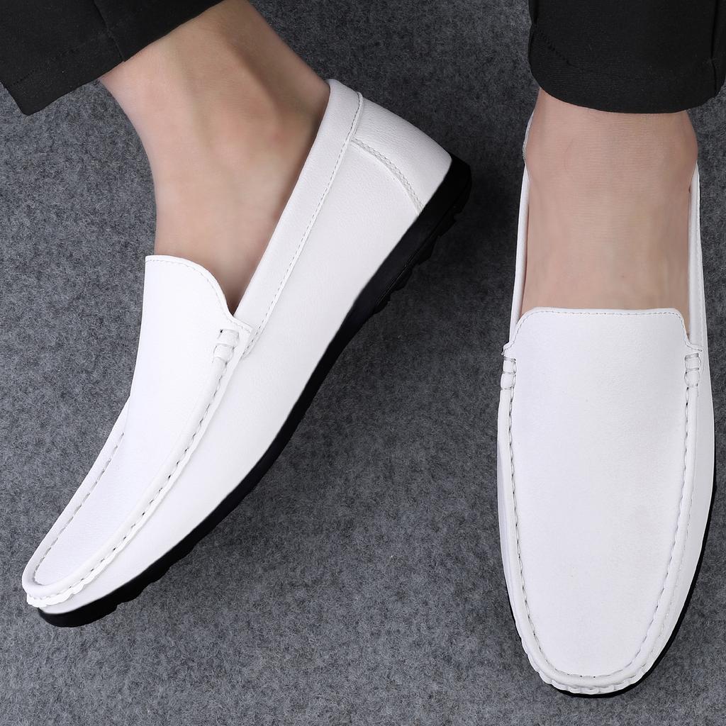 New Summer Men Loafers Slip On Dress White Driving Moccasins Footwear Man Casual Shoes Leather Soft Super Lightweight Male Shoes