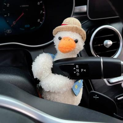 Car Decoration Dolls Duck Steering Lights Wiper Wye Shield Ornament Cute Straw Hat Duck Car Wiper Doll Interior Accessories