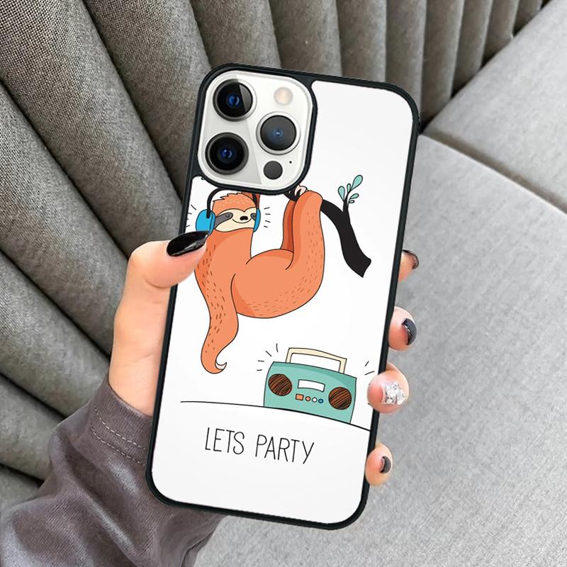 Kawaii Cute Sloth Hang Pattern Phone Case For iPhone 17 Air 16 16e 15 13 14 Pro Max 11 12 Plus 2022 MAX Cover coque