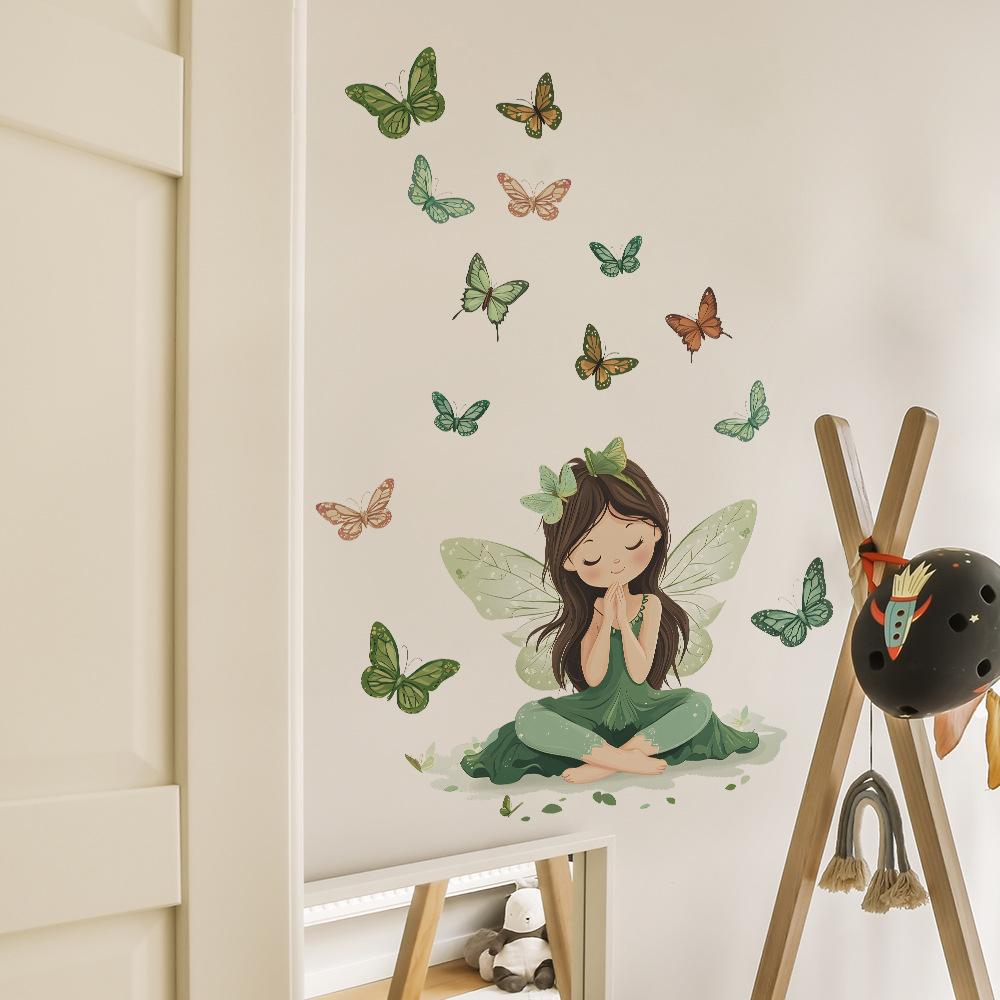 Zână Fluture Floare Zână Dormitor Verandă Fundal Perete Înfrumusețare Autocolant