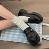 Black British style retro versatile with skirt platform small leather shoes women's 2025 new spring one-pedal loafers