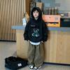 American-style retro fun animal cartoon alphabet pattern - Boys' and girls' casual hooded sweatshirt