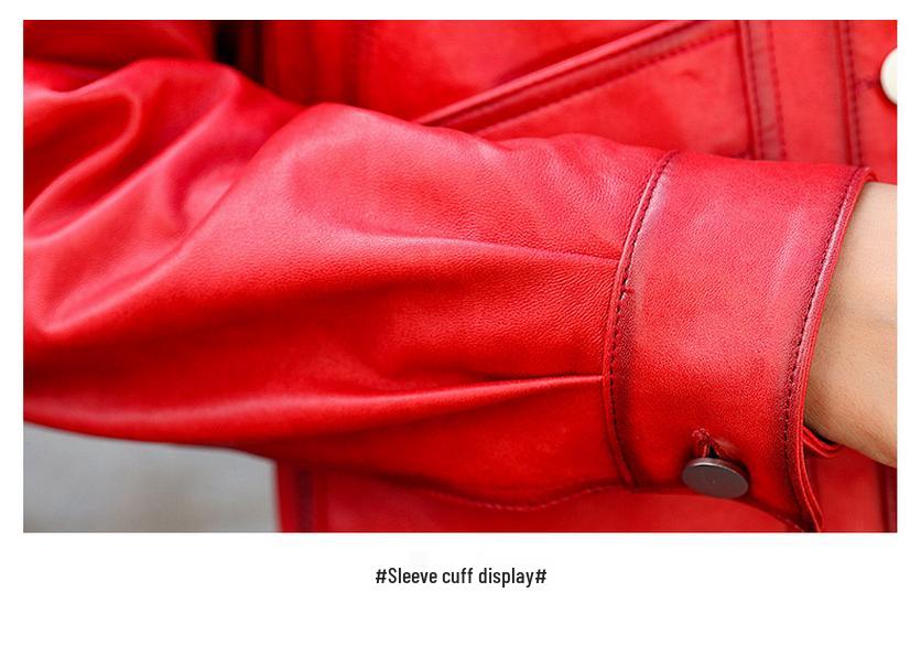 Women's Lambskin Leather Motorcycle Jacket, Slim Fit, Short Style, Lapel Design, Ideal for Petite Sizes.