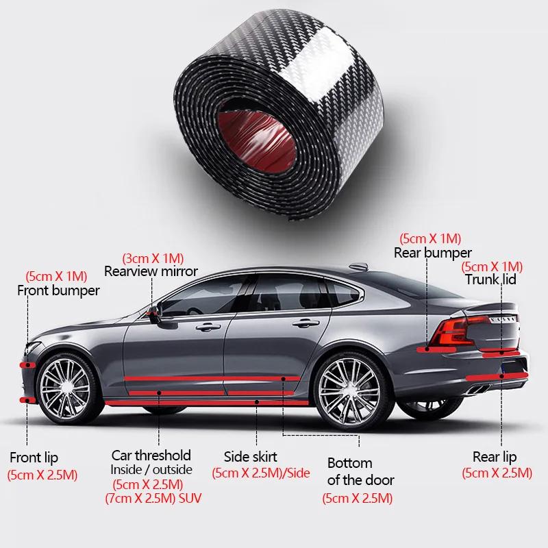 Nano Carbon Fiber Car Stickers DIY Paste Protector Strip Auto Door Sill Side Mirror Anti Scratch Tape Waterproof Protection Film