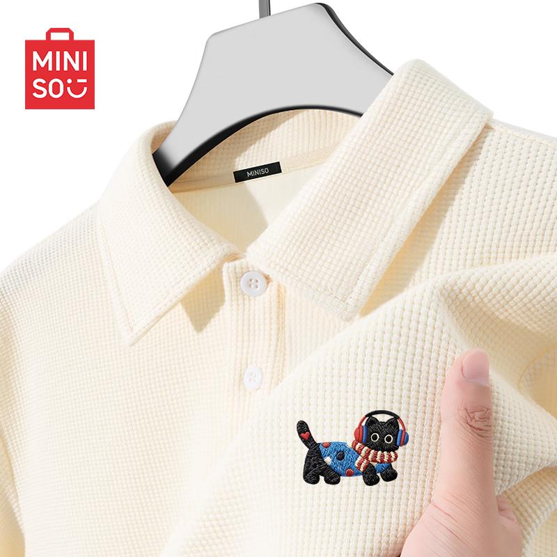

MINISO Men s Waffle Knit Short Sleeve Polo T-Shirt XL