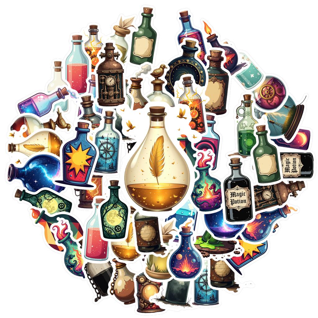 35-150pcs Magic Potion Bottle Stickers Funny Bottles Decals Diy Laptops Phones Decorative Stickers Teacher Reward School Supplie