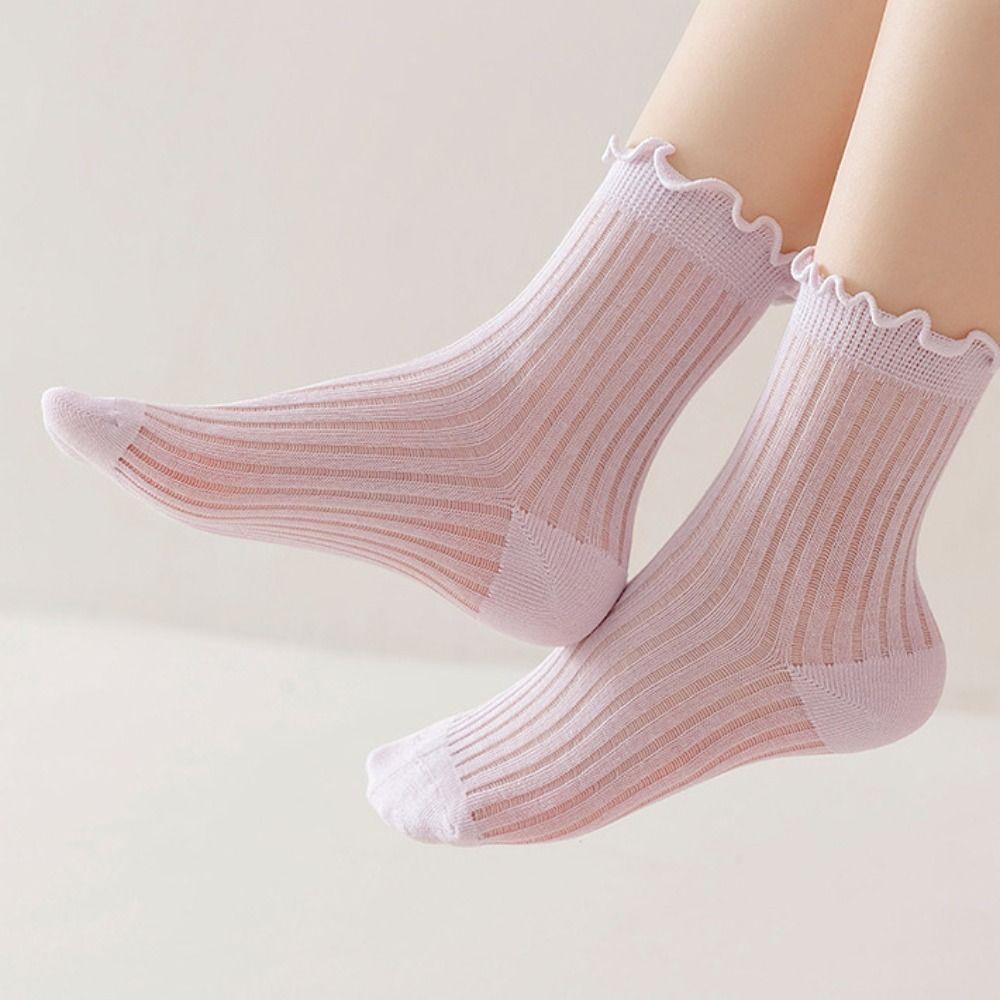 Breathable Mesh Children Princess Socks Solid Color Children's Socks Kids 1-12Y