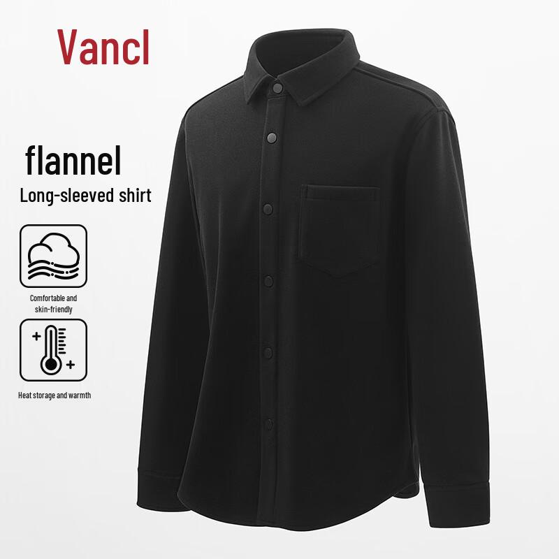 VANCL Men s Winter Fleece-Lined Flannel Long-Sleeve Shirt M