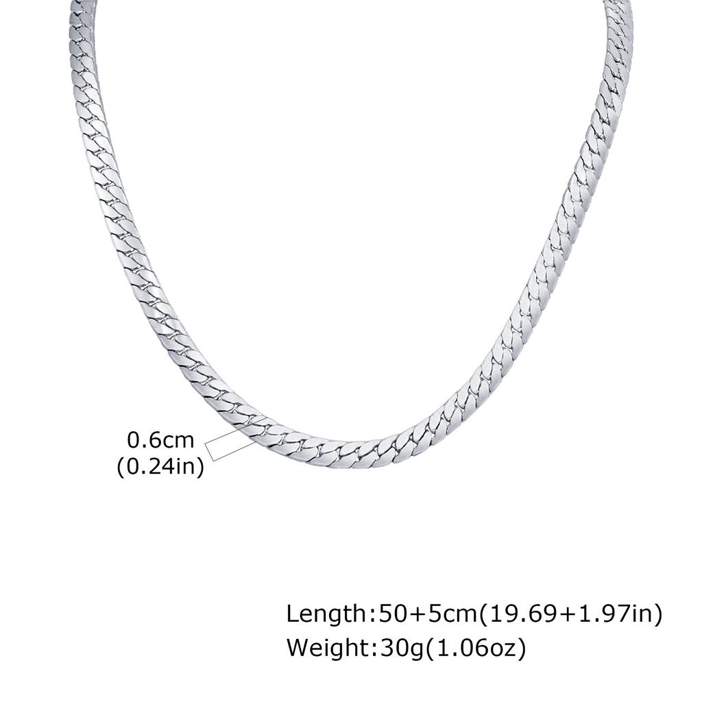 Flache Cubanische Kette Halskette für Männer Jungen, Wasserdichte Edelstahl Glieder Halsbänder, Klassische Männliche Accessoires Schmuck Geschenke