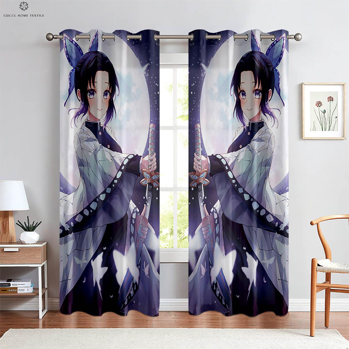

Anime Cartoon Girl Japanese Comic Print Drapes and Kids Bedroom and Dormitory and Living Area and Study and Decorationative and 2 Pcs W50xH130(CM)x2PCS&Rod pocket