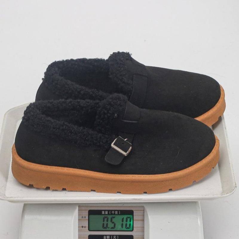 Large Size Cotton Shoes Women's Winter Velvet Thickened Cotton Shoes One Pedal Fluffy Shoes Winter Wear Retro Sub