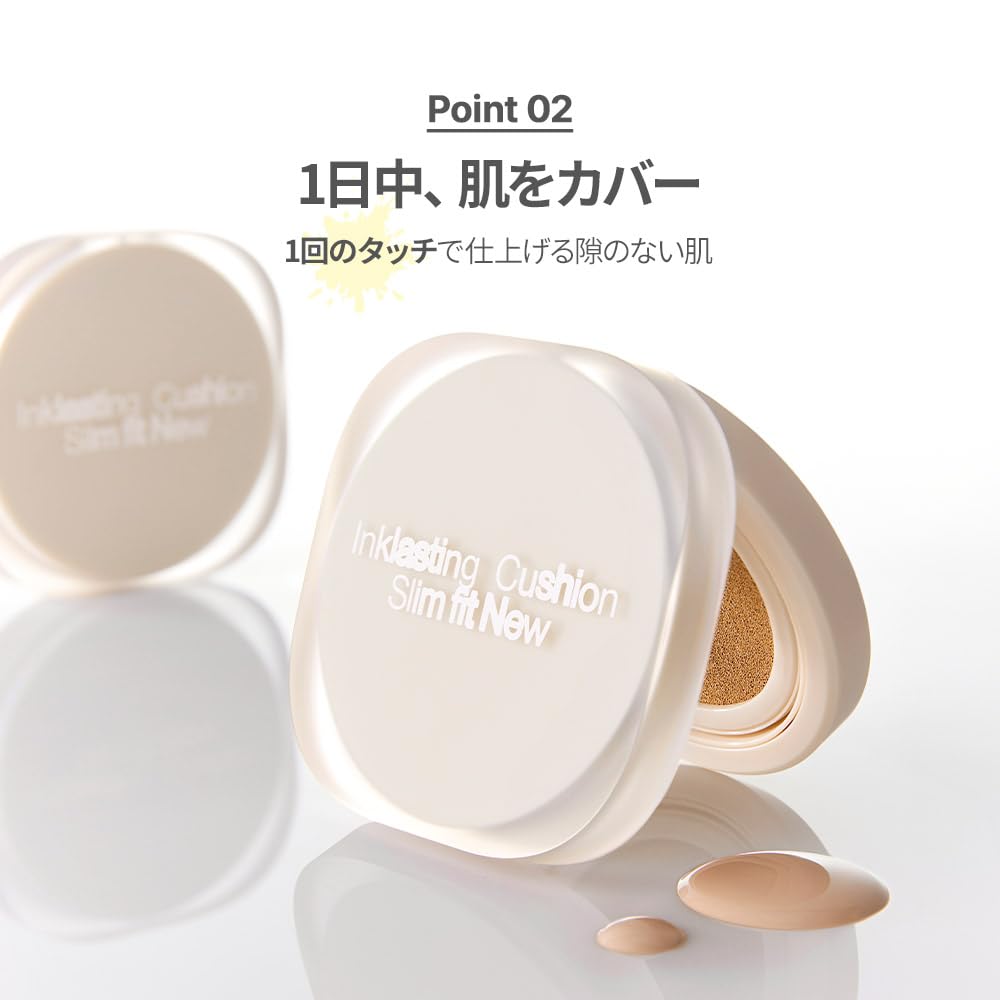 THE FACE SHOP Ink Lasting Cushion Slim Fit New #V201 12g Foundation Base Makeup for Fair Skin with High Coverage Korean Cosmetics