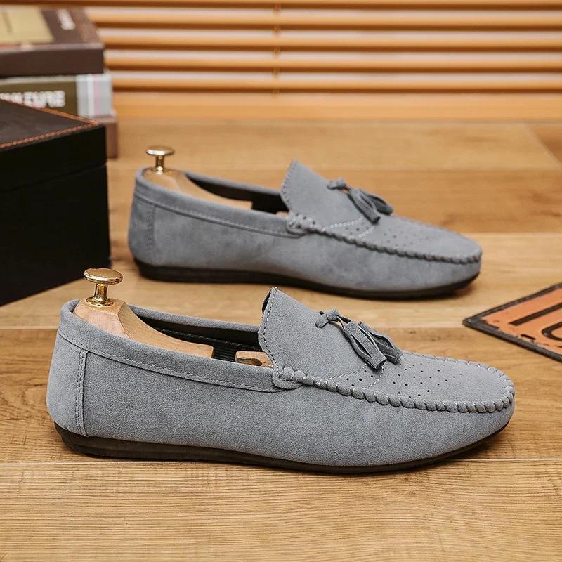 Fashion Suede Men Casual Shoes Luxury Brand Mens Loafers Comfort Breathable Slip-on Leather Driving Shoes Lazy Shoes Moccasins