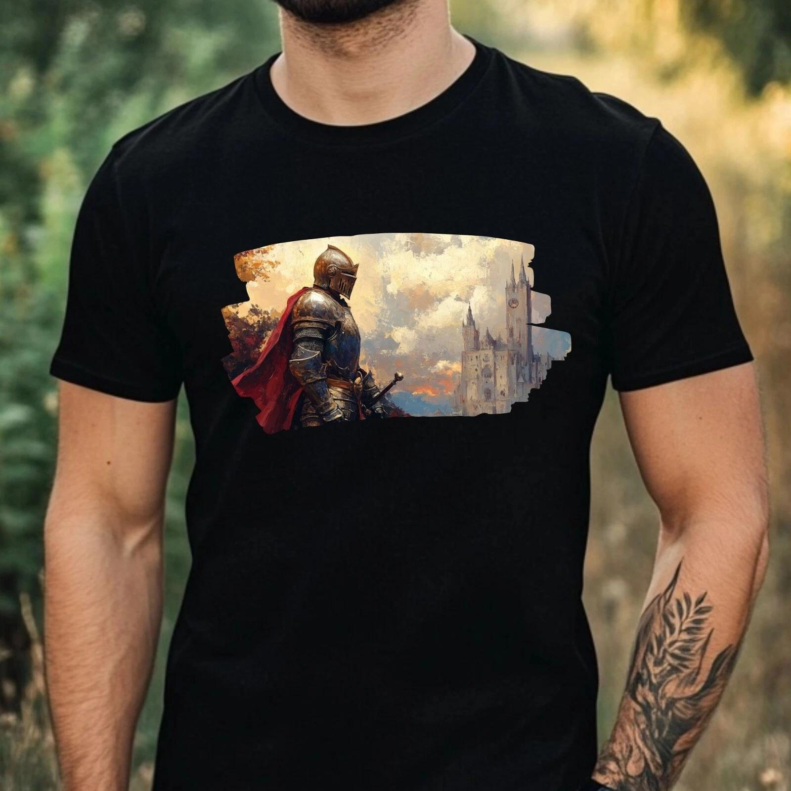 T-Shirt Herren Ritter Portrait Motiv Baumwolle Größe XS bis 5XL M