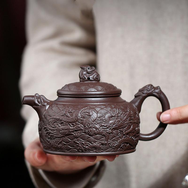320ml Authentic Yixing Purple Clay Teapots Raw Ore Purple Mud Handmade Tea Pot Home Zisha Filter Kettle Customized Teaware
