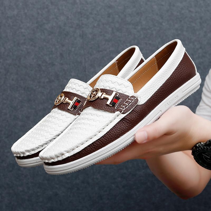 Męskie mokasyny buty do jazdy białe biznesowe biurowe płaskie casualowe wsuwane buty w dużych rozmiarach dla mężczyzn
