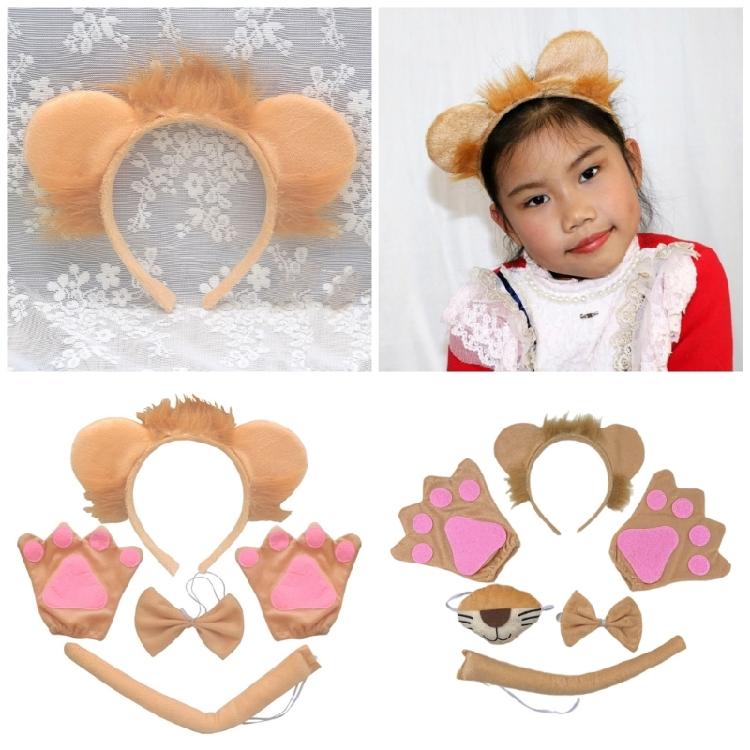 Animal Cosplay Costumes Lions Dress up Hairband Tail Skirt Bowtie and Gloves