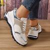 Fashion Pu Leather Platform Sport Shoes Women 2025 Crystal Decor Thick Bottom Sneakers Woman Plus Size Non Slip Casual Walking Shoes 43