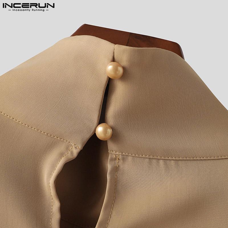 INCERUN Männer Rollkragen Langarm Splits Offene Vorderseite Lange Shirts Dünne Tops