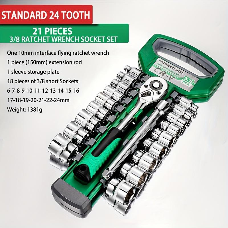 24Tooth Drive Socket Set1/4"-3/8"-1/2"Ratchet Socket Wrench Set Compact Sockets Set for Car Repair Mechanic Tool for Auto Repair