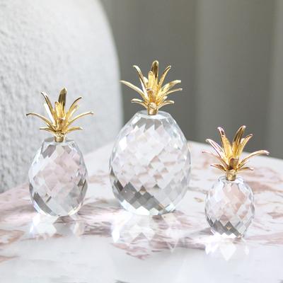 Modern Light Luxury Art Transparent Crystal Fruit Pineapple Desktop Ornaments Entrance Study Room Hotel Soft Decoration Home Accessories