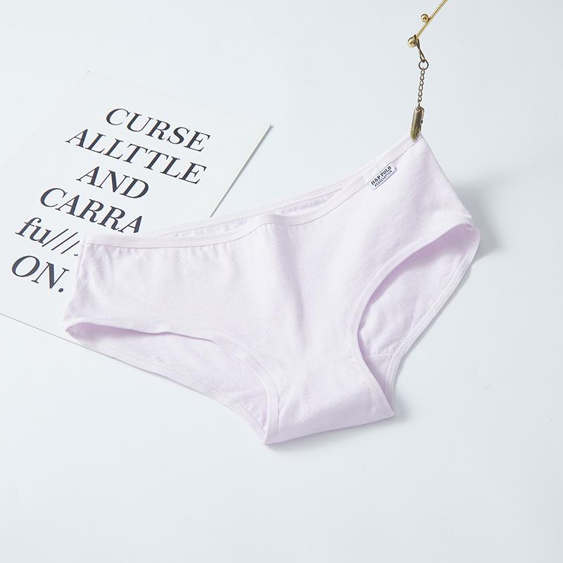 A001 Women's Mid-Waist Pure Cotton Solid Color Briefs