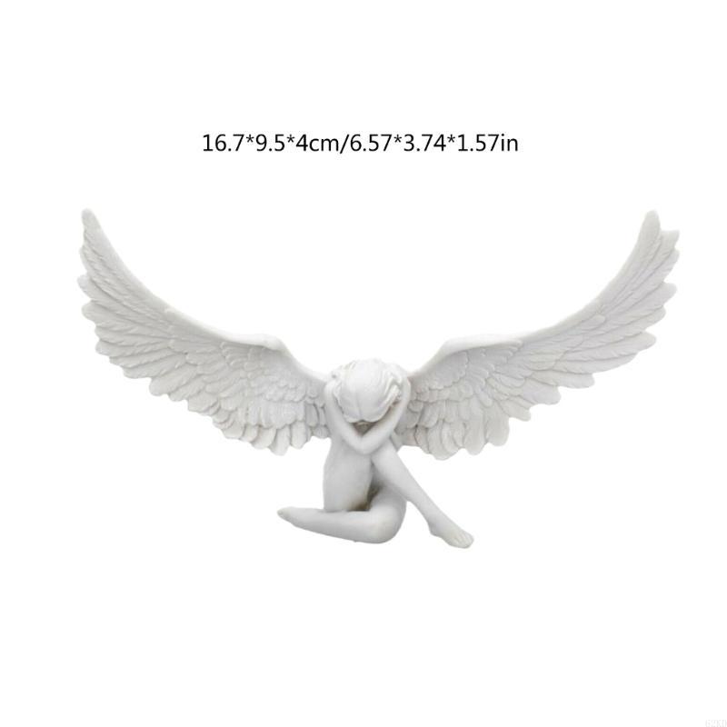 62KD Sobbing Angel Garden Statue Angel Statues Resin Ornaments Angel Wing Miniature Figurines Home Decoration
