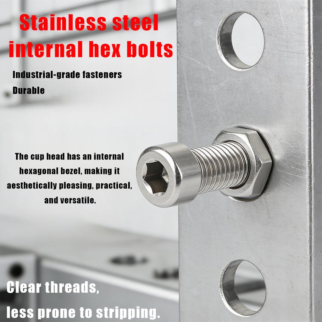 460pcs - M3 M4 M5 M6 Socket Head Cap Screws, Stainless Steel Socket Head Cap Screws, Nuts and Washers Set, for Home DIY Repairs.