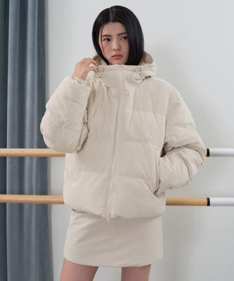Musinsa Standard Woman Women'S Daily Puffer Corduroy Hooded Short Padded Jacket [Cream]