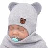 Grey Panda Set Hat + Scarf R. 46-48 Tied Cotton Stripes