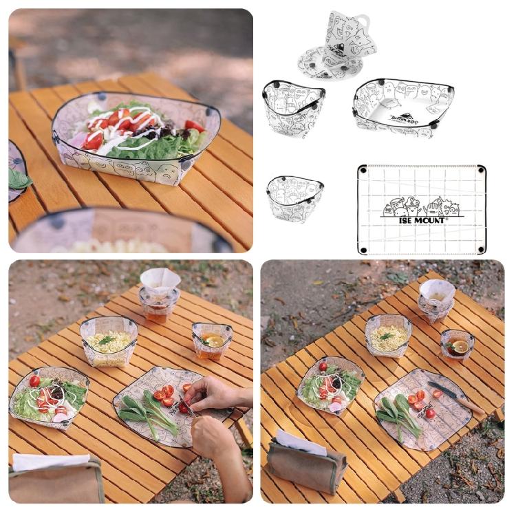 Folding Tableware Set Portable Bowl Plate Chopping Board Light Weight Camping Tableware for Camping and Backpacking