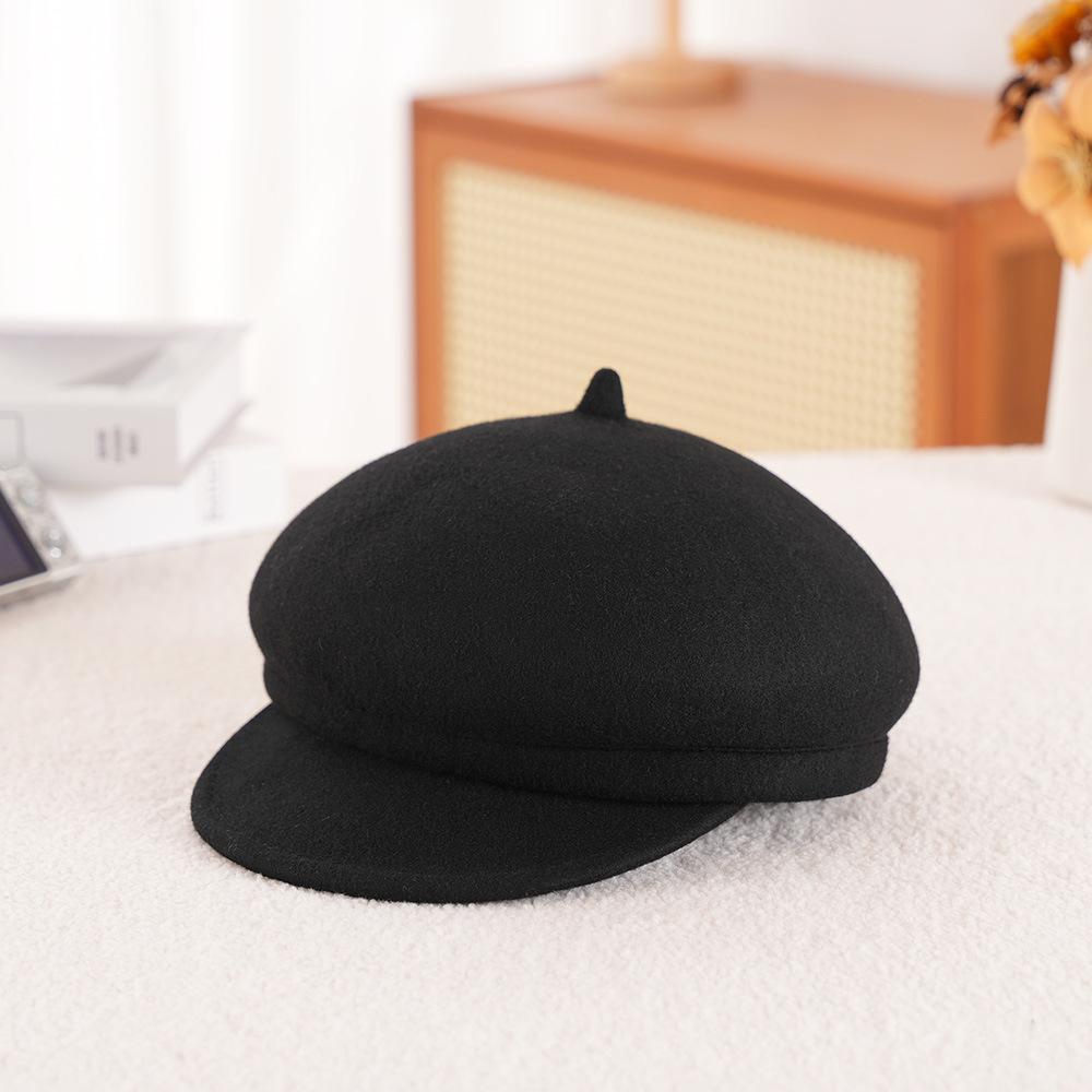 Autumn and winter woolen hat long curved brim beret lady shopping outdoor leisure bare wool painter hat