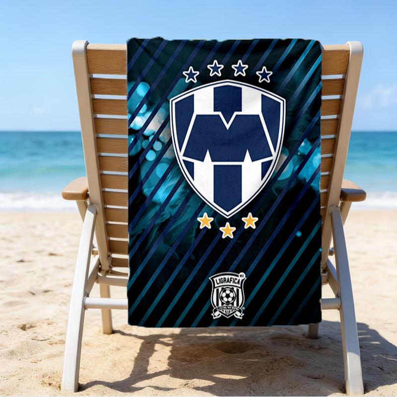 Monter-rey Football Crest Art Printed Beach Towel, Super Soft Microfiber, Perfect Gift Birthday, for Pool, Beach, Travel, for Family and Friends