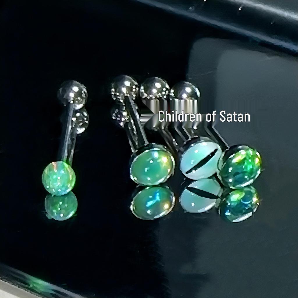 Satan's Child Brewing Green Hides Opal Shimmering Tongue Ring Series