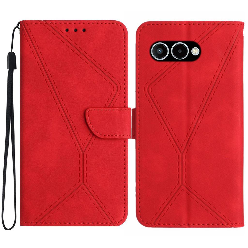 For T-Mobile T Phone 3/T-Mobile REVVL 8 Case Skin Touch Lines Imprinted PU Leather Flip Phone Cover