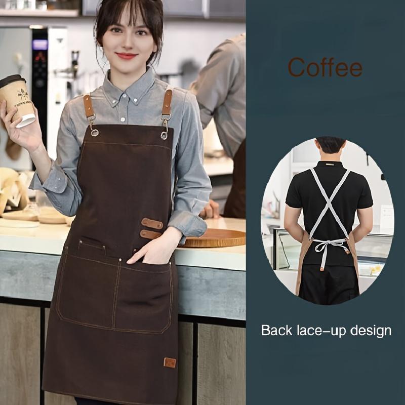 

Многофункциональный холщовый фартук для ресторана высокого класса с несколькими карманами, идеально подходящий для кафе, ресторанов и модной поясной рабочей одежды кофейный