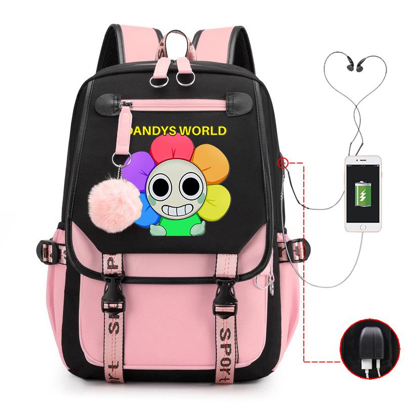 New 2025 Cartoon Game Printing Primary School Bag Large Capacity Contrasting Color Neutral USB Backpack