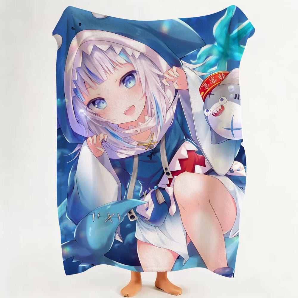 Vtuber G Gawr G Gura Throw Flannel Throw Blanket Suitable for Sofa Living Room Bedroom 75cmx90cm