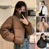 Winter Women Padded Coat Thickened Zipper Closure Stand Up Collar Neck Protection