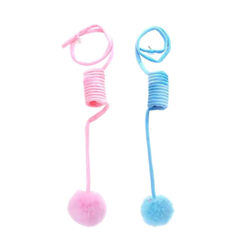 Colorful Cat Spring Toy, for Indoor Swatting Biting Hunting Exercising Furry Toy Funny Plush Coils with Pompon