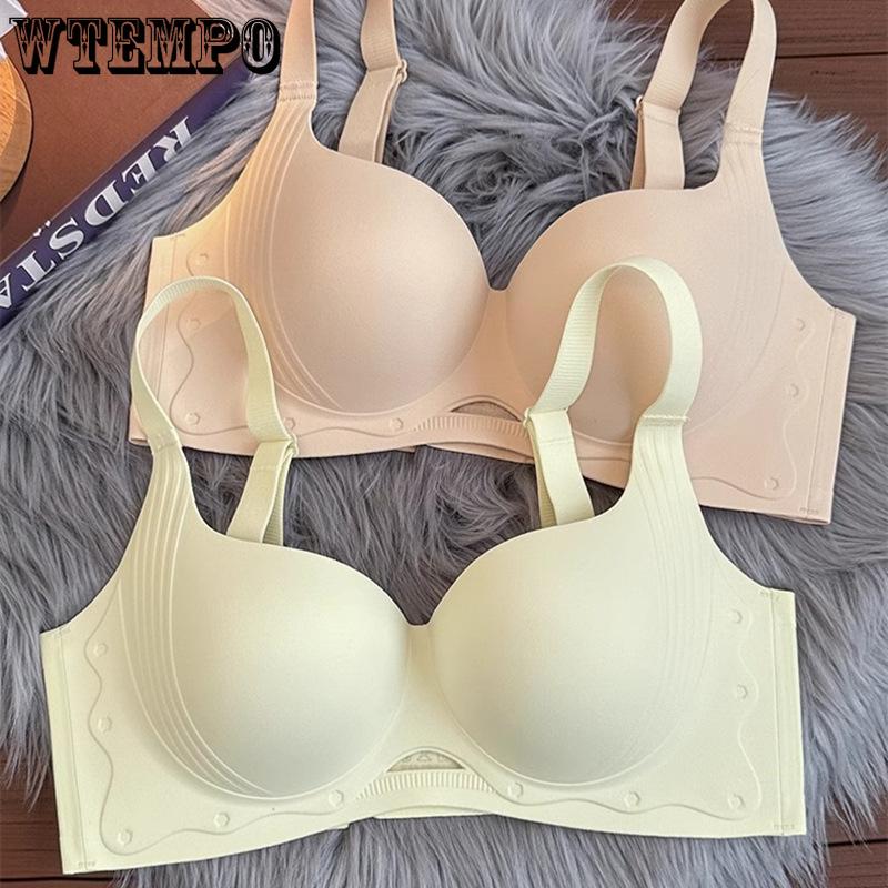 One Piece Seamless Bra for Women Slim with Complementary Breasts Soft Steel Ring Bra Anti Sagging Adjustable Bra